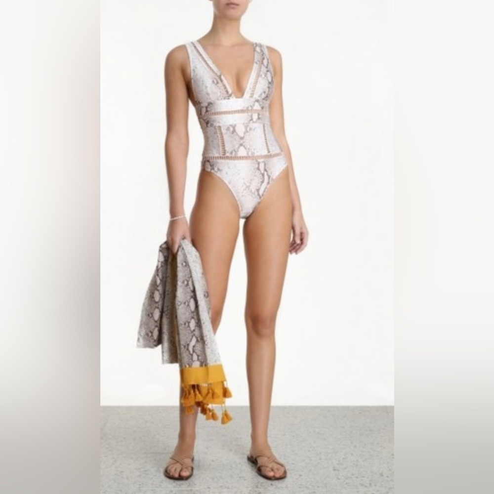 ZIMMERMANN 1-piece swimsuit to slip on snake print in Italian lycra Sz 1US(4-6)